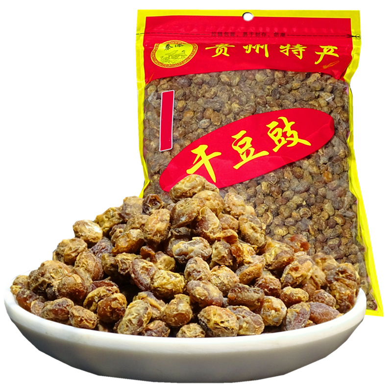 贵州土特产干豆豉 农家自制风味四川豆食 臭豆鼓鲮鱼调料500克